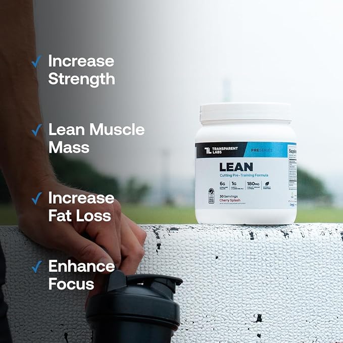 Transparent Labs Lean Pre-Workout - Body Recomposition Pre Workout for Men and Women with Acetyl L-Carnitine, Beta Alanine Powder, & PurCaf Organic Caffeine Powder - 30 Servings, Blue Raspberry