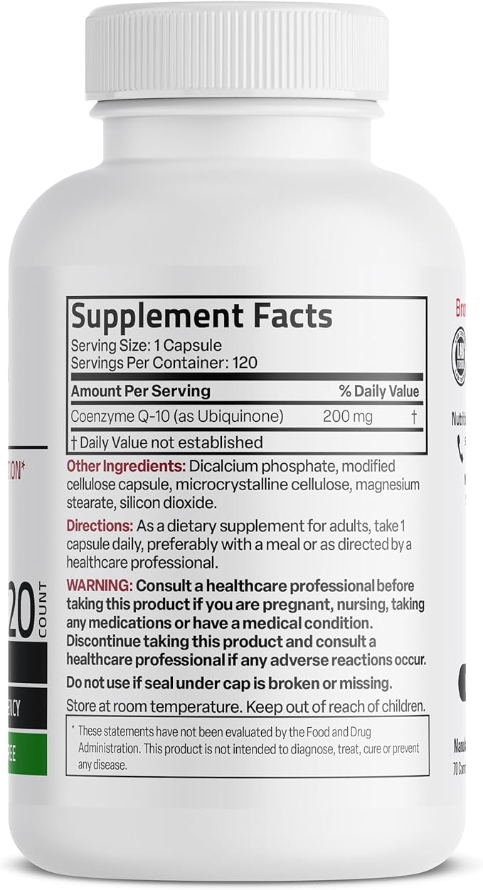 Bronson CoQ10 200 MG High Potency Cellular Energy Production, 120 Vegetarian Capsules