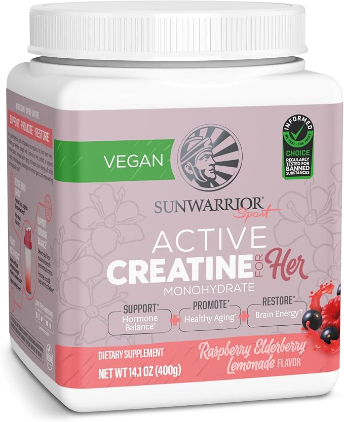 Sunwarrior Raspberry Elderflower Active Creatine Monohydrate for Her, 14.1 OZ