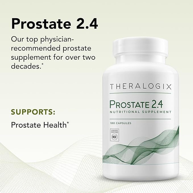 Theralogix Prostate 2.4 Nutritional Supplement - 90-Day Supply - Prostate Health for Men - Supports Healthy Prostate Tissue - Lycopene, Vitamin D3, Selenium & Vitamin E - NSF Certified - 180 Capsules