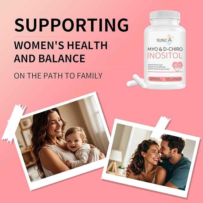 Myo-Inositol & D-Chiro Inositol (40:1 Ratio) - Support Hormone Balance, Fertility & Ovarian Health - 120 Vegan Capsules, 30-Day Starter Pack