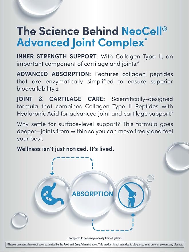 NeoCell Joint Complex Supplement | 120 Capsules | Plus Hyaluronic Acid | Collagen Type II | Advanced Formula