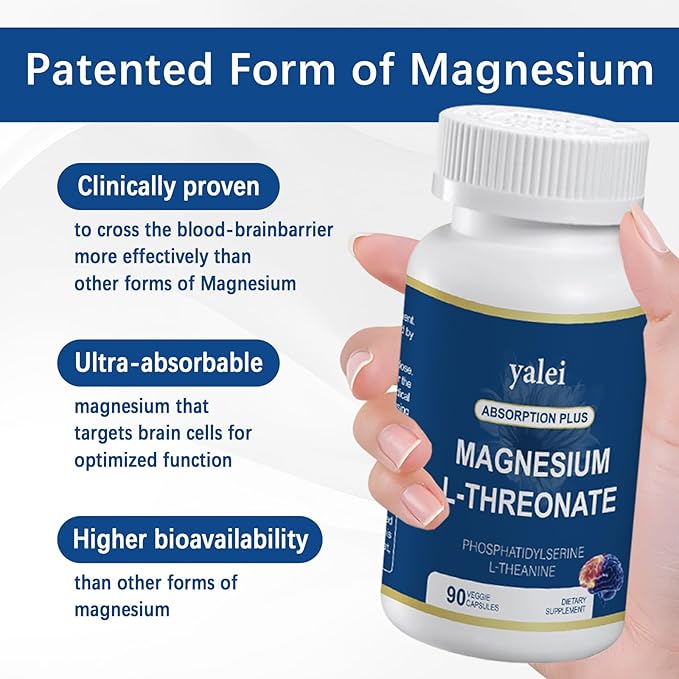 Magnesium L-Threonate 2,000mg and Magnesium Glycinate 400mg | 90 Vegetarian Capsules | Muscle Health, Better Sleep & Cognitive Health|High-Absorption | Non-GMO, Gluten-Free