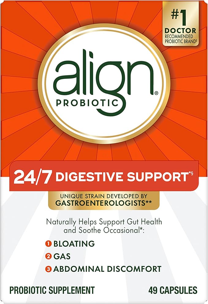 Align Probiotic, 24/7 Digestive Support*§, Probiotics for Women and Men, Probiotics for Digestive Health, Men and Womens Probiotic Capsules Help Relieve Occasional Bloating & Gas*, 49 Capsules