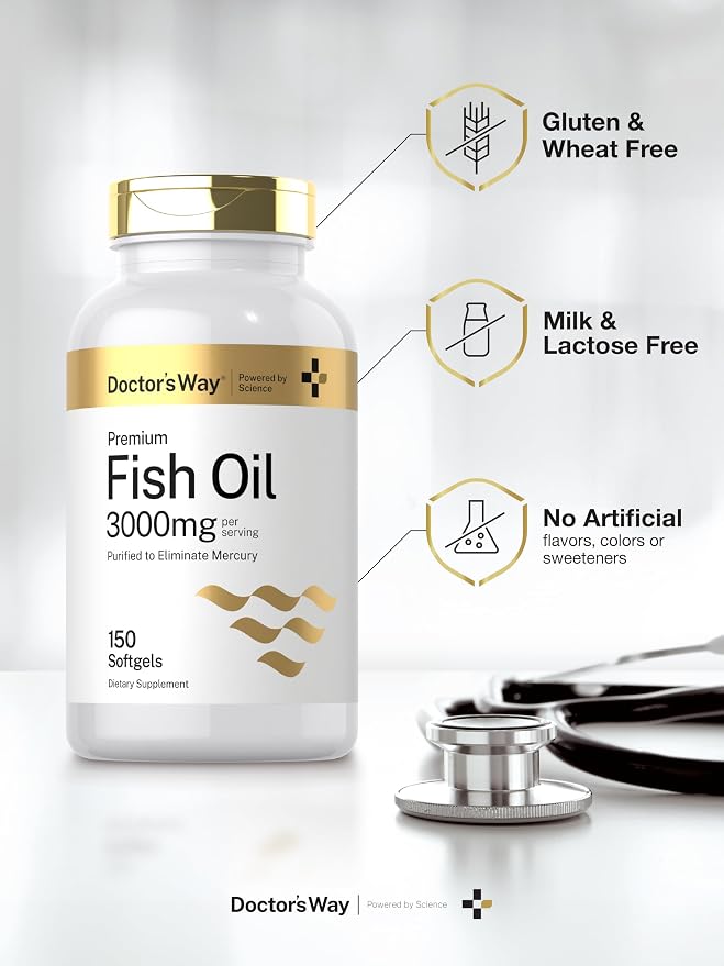 Doctor's Way Fish Oil 3000mg | 150 Softgels | Omega-3 with EPA and DHA | Non-GMO, Gluten Free Supplement
