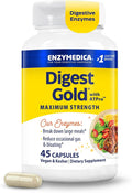 Enzymedica Digest Gold + ATPro, Maximum Strength Digestive Enzymes, Helps Digest Large Meals for Instant Bloating Relief, 45 Count
