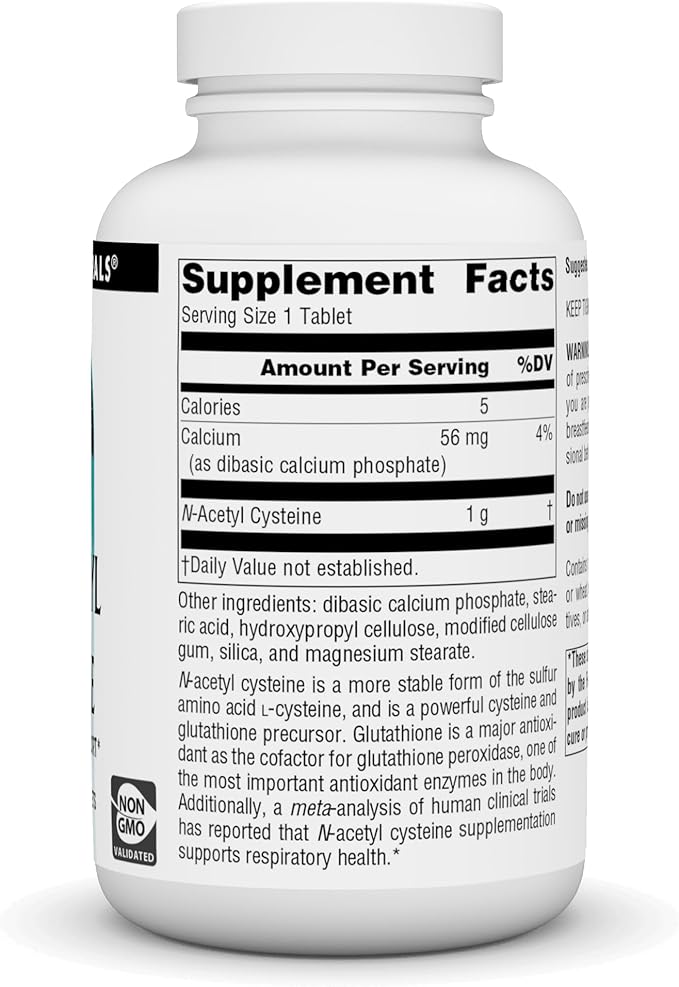 Source Naturals N-Acetyl Cysteine Antioxidant Support, Dietary Supplement that Supports Respiratory Health*, 1,000 mg - 180 Tablets