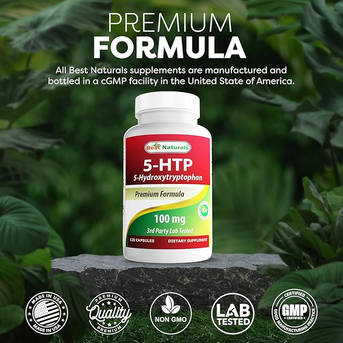 Best Naturals 2 Packs 5-HTP (5-hydroxytryptophan) 100 mg 120 Capsules