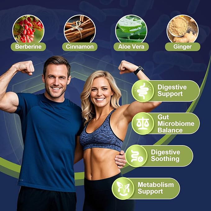 Migcopat Probiotic Prebiotic, Postbiotic & Digestive Enzymes for Digestive Health, 80 Billion CFU Probiotics Complete Gut Support with Berberine, Cinnamon, L-Glutamine, for Men & Women, 120 Capsules