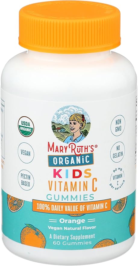 MARYRUTH'S Kids Vitamin C Gummies | Supplement for Immune Support & Overall Health | Vitamin C for Kids Ages 4+ | USDA Organic | Vegan | Non-GMO | 60 Servings
