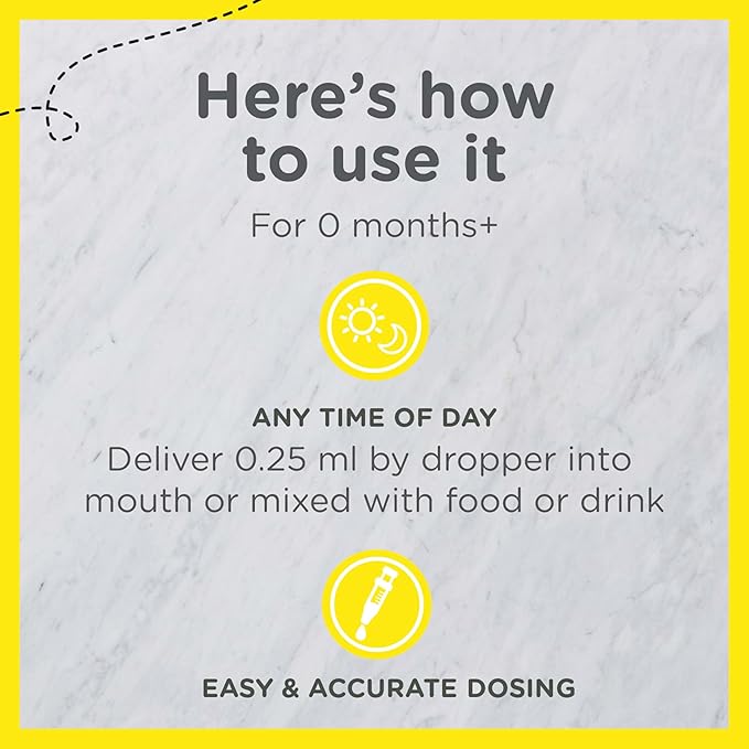 Zarbee's Vitamin D Drops for Infants,400IU (10mcg) Baby & Toddler Liquid Supplement,Newborn & Up,Dropper Syringe Included,0.47 Fl Oz,(Pack of 2)