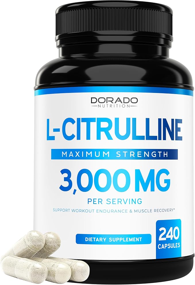 L Citrulline 3000mg Supplement (240 Capsules) Support L Arginine & Nitric Oxide Pills - L-Citrulline For Men & Women - Muscle Recovery & Pump Supplement - 3rd Party Tested, Vegan, Non-GMO - USA Made