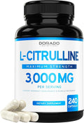 L Citrulline 3000mg Supplement (240 Capsules) Support L Arginine & Nitric Oxide Pills - L-Citrulline For Men & Women - Muscle Recovery & Pump Supplement - 3rd Party Tested, Vegan, Non-GMO - USA Made