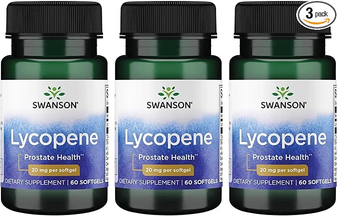 Swanson Lycopene Prostate and Heart Health Antioxidant Supplement for Men Over 40 Supporting Blood Pressure in Normal Range (60 Softgels, 3 Pack)