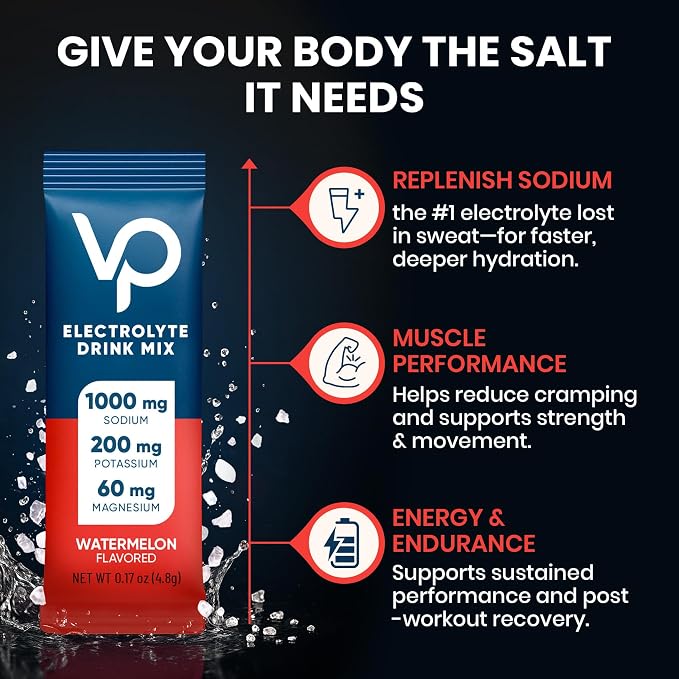 Venture Pal High Sodium Sugar-Free Electrolyte Powder Packets - Hydration Packets with Sodium, Potassium & Magnesium | Zero Calories | Keto, Vegan, and Paleo Friendly | 30 Sticks