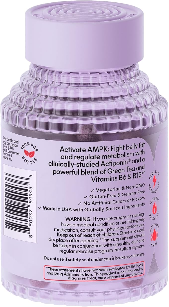 Lemme Burn - Metabolism, Belly Fat Burning + AMPK Activating Supplement for Men & Women w/Clinically Studied Actiponin Gynostemma, Green Tea Extract, Vitamins B6 & B12 - Gluten Free, 60 Count
