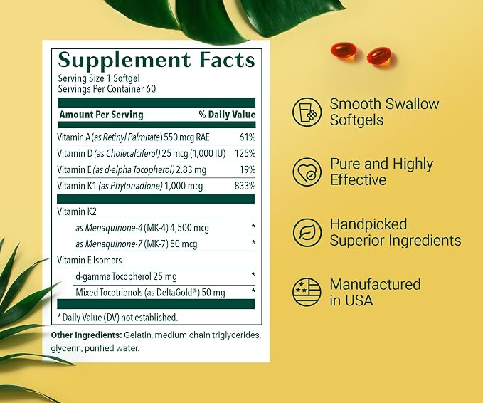 ALGAECAL D3 Complete - Enhanced Immune Support & Bone Health with D3 K2, A, & E - Whole Body Wellness & Bone Strength, 60 softgels (1 Pack)