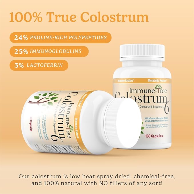 100% Pure Bovine Colostrum (Grass-Fed) | High IgG for Immune Support & Gut Health | Anti-Aging | Colostrum Supplement for Adults & Kids | 180 Capsules