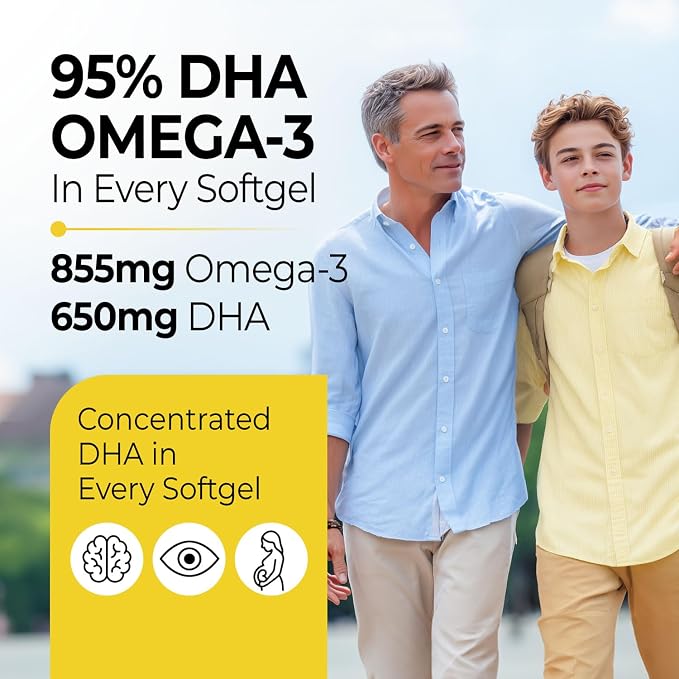 LABO Nutrition OmaxPure DHA Omega 3 Fish Oil | IFOS Certified High Strength rTG Omega 3 Fatty Acids Supplement with DHA & EPA - for Brain, Eye Prenatal Support | 120 Mini Softgels, 60 Servings