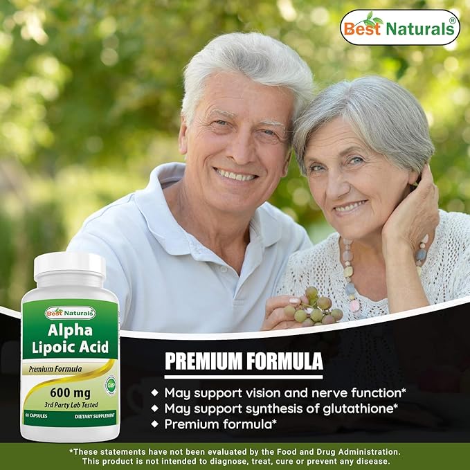 Best Naturals Alpha Lipoic Acid 600 mg & Quercetin with Bromelain