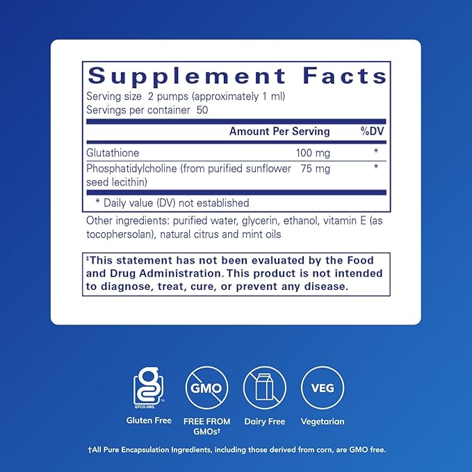 Pure Encapsulations Liposomal Glutathione Liquid | Enhanced Absorption Liposomal Glutathione to Support Antioxidant Defense, Detoxification and Cellular Function | 1.7 fl. oz.