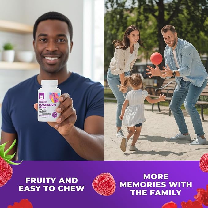 DR. MORITZ Magnesium Citrate Gummies for Adults - Sugar-Free Calm Magnesium Gummies - Supports Cardiovascular Health- Raspberry Flavor - Non-GMO, 200 mg (30 Count)