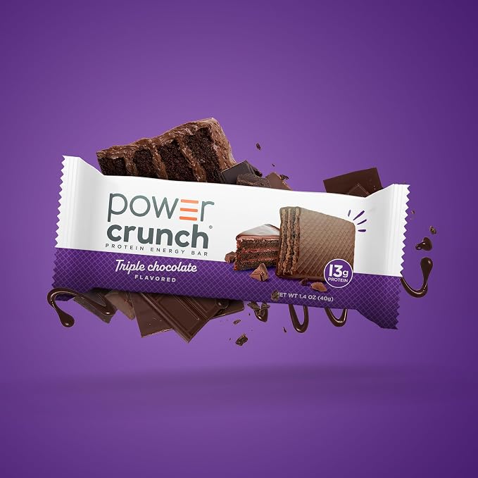 Power Crunch Protein Energy Wafer Bars, Triple Chocolate, 1.4 Ounce (12 Count)