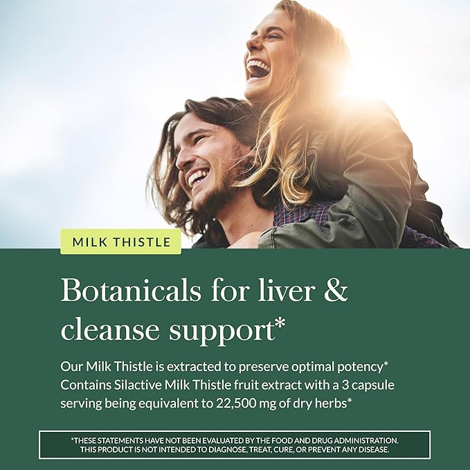 Gaia Herbs Milk Thistle - Liver Supplement & Cleanse Support for Helping to Maintain Healthy Liver Function* - 60 Vegan Capsules (20 Servings)