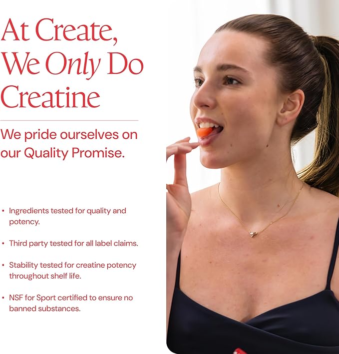 Create Creatine Monohydrate Gummies for Men & Women, Boost Focus, Strength, and Endurance, Anti-Melting Formula, Vegan, Gluten-Free, Non-GMO, 1.5g of Creatine per Gummy (Sour Cherry)