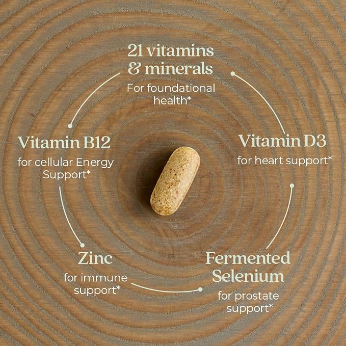 New Chapter Men’s Multivitamin, B6, Extra B12, D3, Vitamin C & Zinc, Immune, Heart, Cellular Energy, and Brain Health, Gentle on The Stomach, One Daily, Non-GMO, Gluten-Free, 18+, 48 Tablets