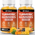Turmeric Curcumin Gummies, Gummy with 500mg Turmeric Curcumin and Ginger with Black Pepper Extract for High Absorption,Mango Flavor (60 Count（Pack of 2）)