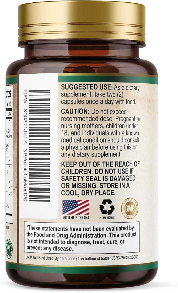 Probiotics 100 Billion CFU Per Serving - 16 Premium Probiotic Strains Prebiotics - Immune Support, Gut Health, Occasional Constipation, Gas & Bloating, Probiotics Supplement, USA Bottled, 120 Capsules