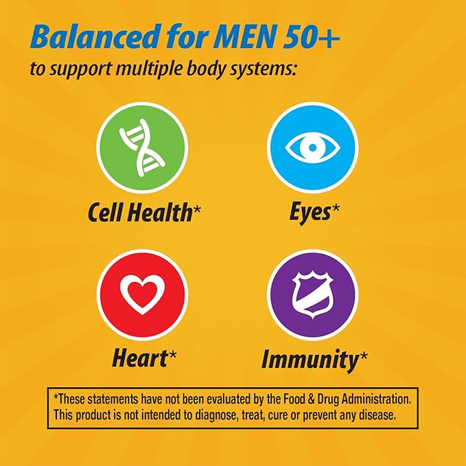 Nature's Way Alive! Men’s 50+ Premium Gummy Multivitamin, Supports Healthy Heart, Brain & Muscle Function*, B-Vitamins, Vegetarian, Grape, Orange and Cherry Flavored, 75 Gummies, (Pack of 2)