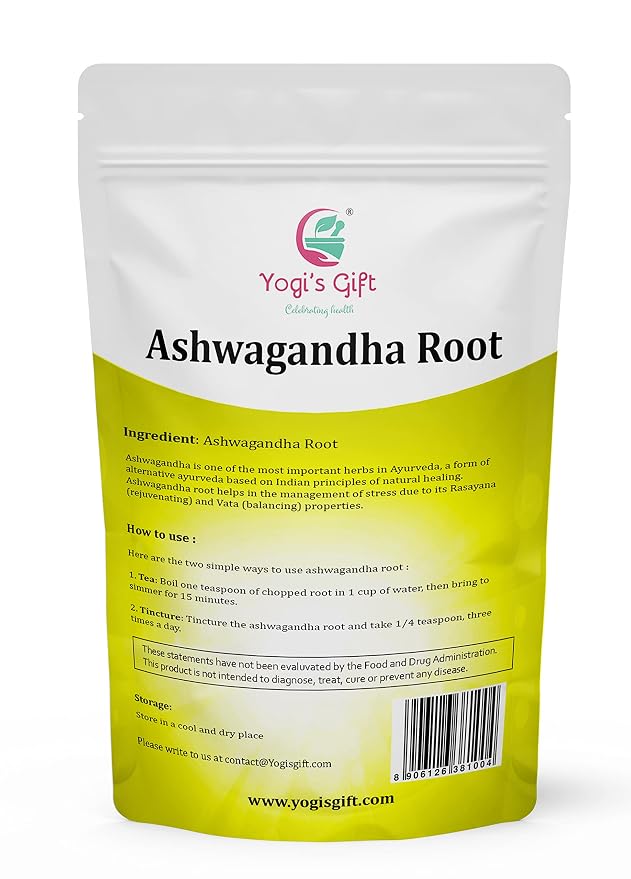 Ashwagandha Root 1lb | Dried Ashwagandha Herb | 100% Naturally Dried | Withania Somnifera | Best Particle Size For Making Tea | by Yogi's Gift®