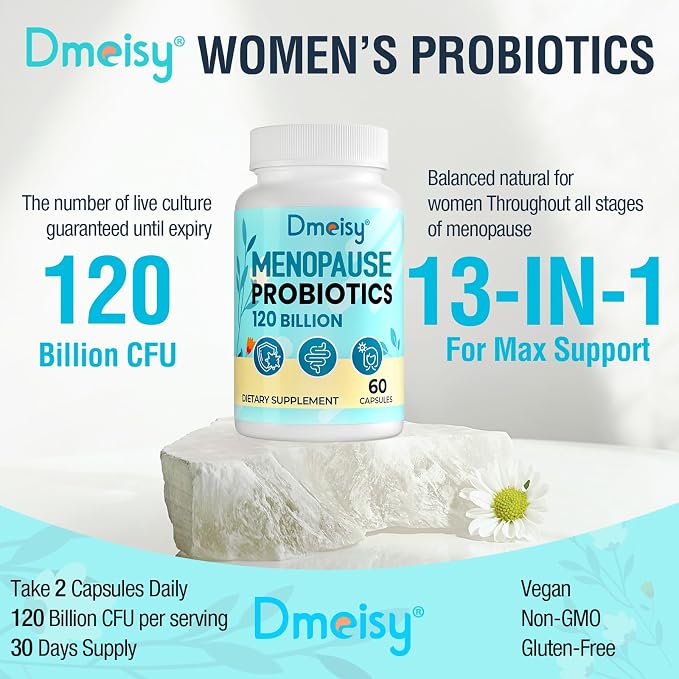 120 Billion CFU Probiotic - Menopause Support Probiotics for Women, Natural Menopause Probiotic Supplement for Hot Flashes Night Sweats Mood Swings Hormone Balance Gut & Immune Health- 120 Caps