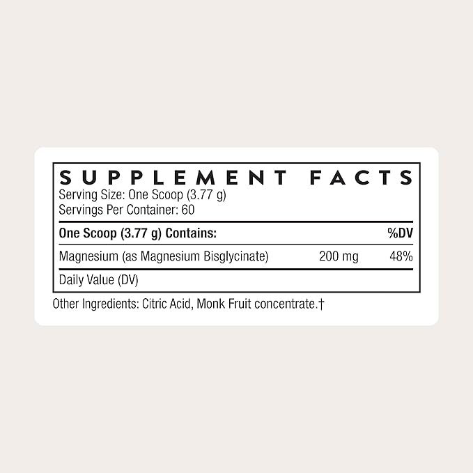 THORNE - Magnesium Bisglycinate - Powdered Magnesium Formula - Supports Restful Sleep, Muscle Relaxation, Heart Health & Metabolism* - NSF Certified for Sport - Gluten, Dairy & Soy-Free - 60 Servings