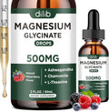 Magnesium Glycinate Liquid Drops Supplement, with Magnesium Glycinate 500mg Ashwagandha, L - Theanine, Chamomile -Support Stress Relief, Bone, Muscle, Mood Mixed Berry Flavor