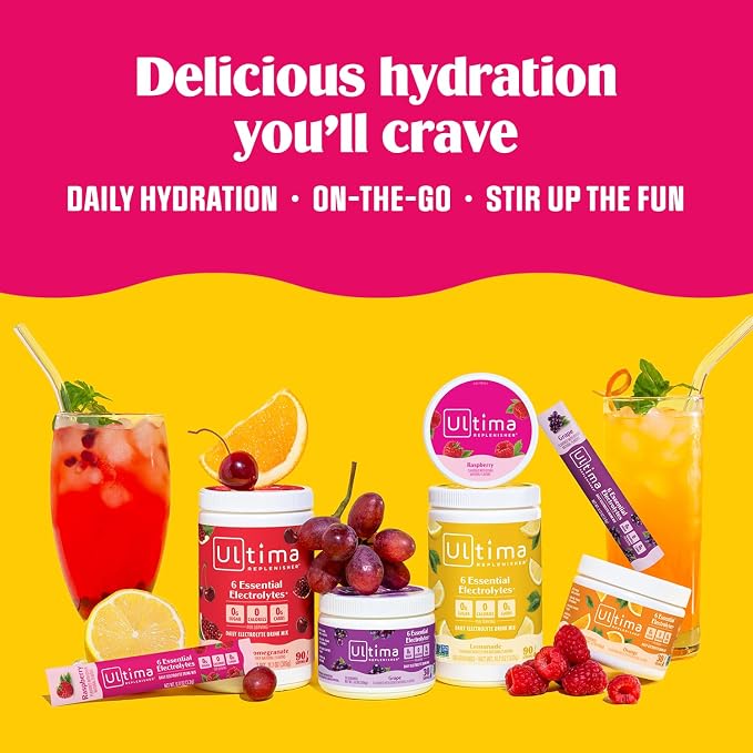 Ultima Replenisher Daily Electrolyte Powder Drink Mix, 90-Serving Canister | Zero Sugar Grape Hydration Powder with 6 Electrolytes & Minerals - Sugar Free, Plant-Based & Keto Friendly