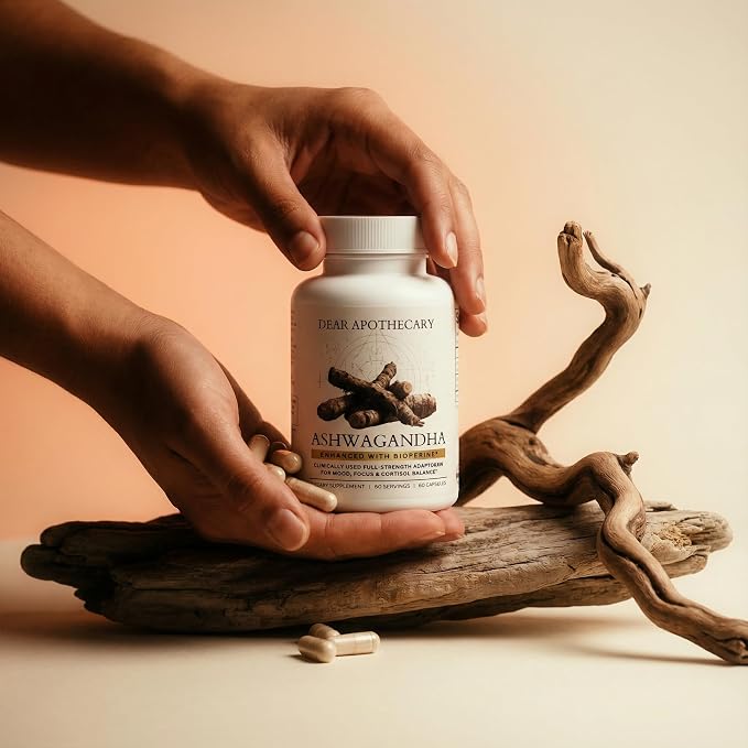 Organic Ashwagandha with BioPerine® | 600mg Root Extract | Black Pepper for Absorption | 60 Vegetarian Capsules | Non-GMO, Gluten Free
