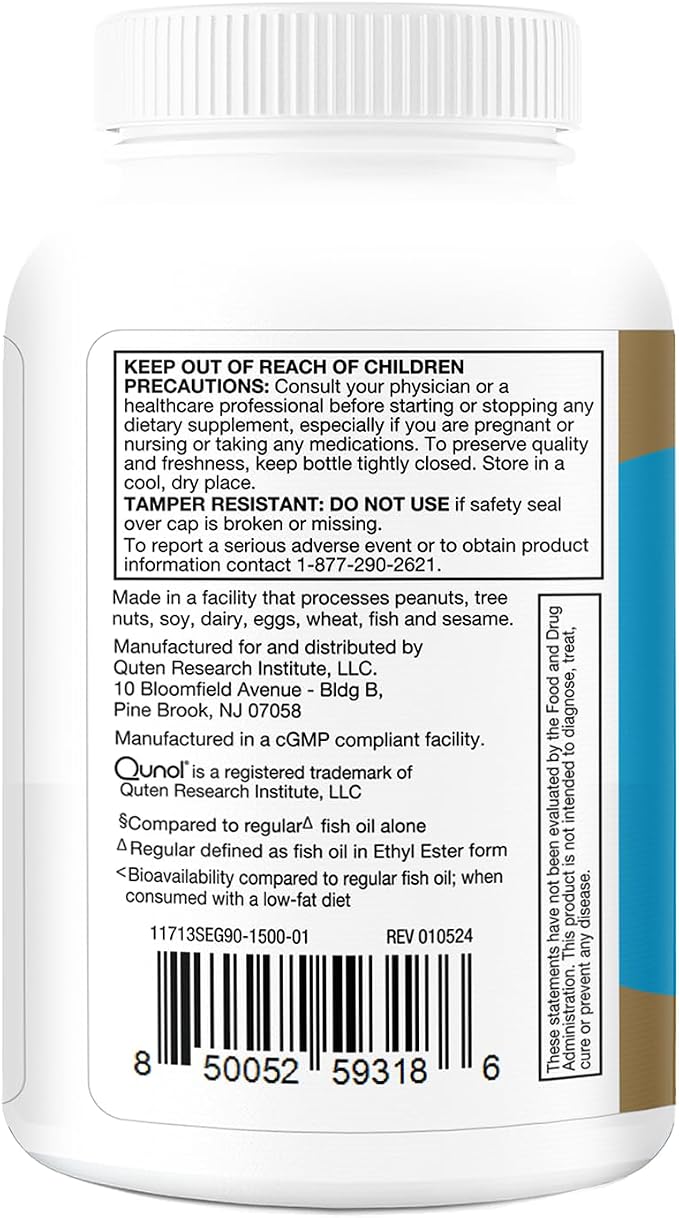 Qunol Advanced Omega 3 Krill and Fish Oil Complex, 10x Better Bioavailability, One Pill Dose, 250mg EPA & DHA, Supports Brain, Eye, Heart and Joint Health, 90 Count (Pack of 1)
