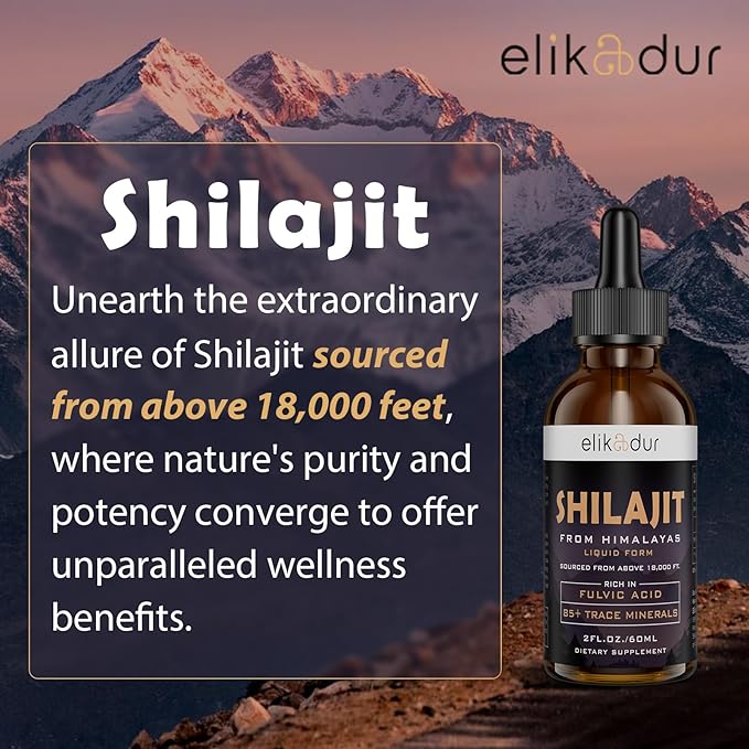 Shilajit Resin Organic Liquid Supplement, Shilajit Himalayan Organic, Liquid Vitamins for Women and Men, 85+ Trace Minerals, Alternative to Resin & Capsules, Energy & Immune Function, Vegan, 60 ml