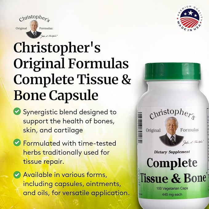 Christopher's Original Formulas Complete Tissue & Bone Formula – 100 VCaps | Herbal Support for Bones & Connective Tissue - Pack of 3