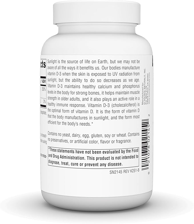 Source Naturals Vitamin D-3, Bioactive Form for Bone & Immune Health*, 50 mcg (2000 IU) - 200 Capsules