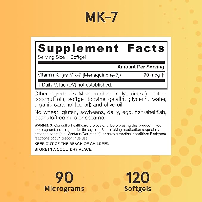 Jarrow Formulas MK-7 90 mcg - Bioactive Form of Vitamin K2-120 Servings (Softgels) - for Bone & Cardiovascular Health - Vitamin K2 MK-7 Dietary Supplement - Gluten-Free