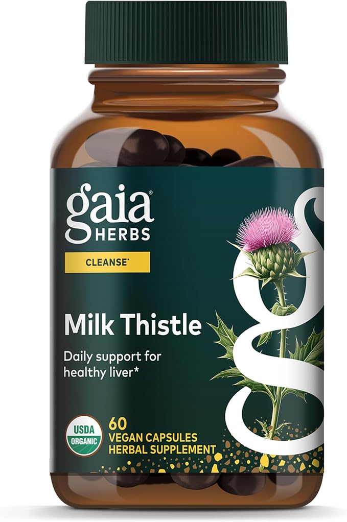 Gaia Herbs Milk Thistle - Liver Supplement & Cleanse Support for Helping to Maintain Healthy Liver Function* - 60 Vegan Capsules (20 Servings)