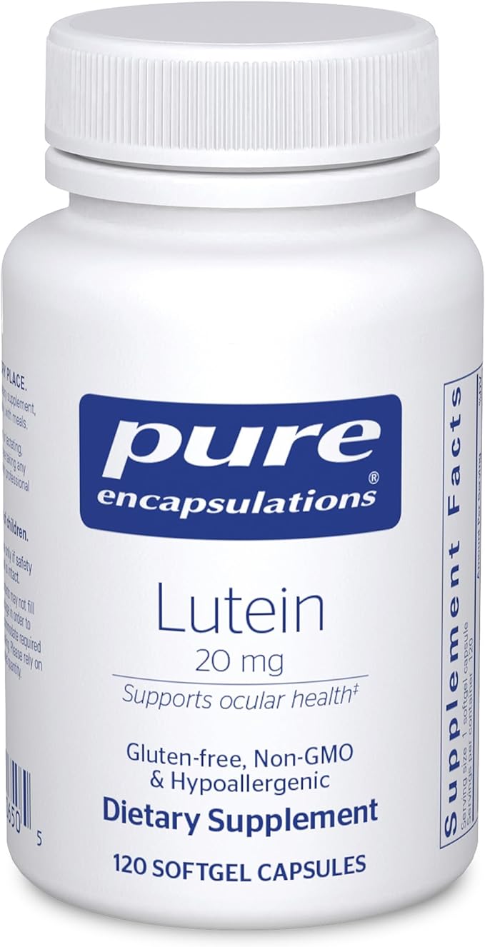 Pure Encapsulations Lutein 20 mg | Hypoallergenic Antioxidant Support for Healthy Visual Function | 120 Softgel Capsules