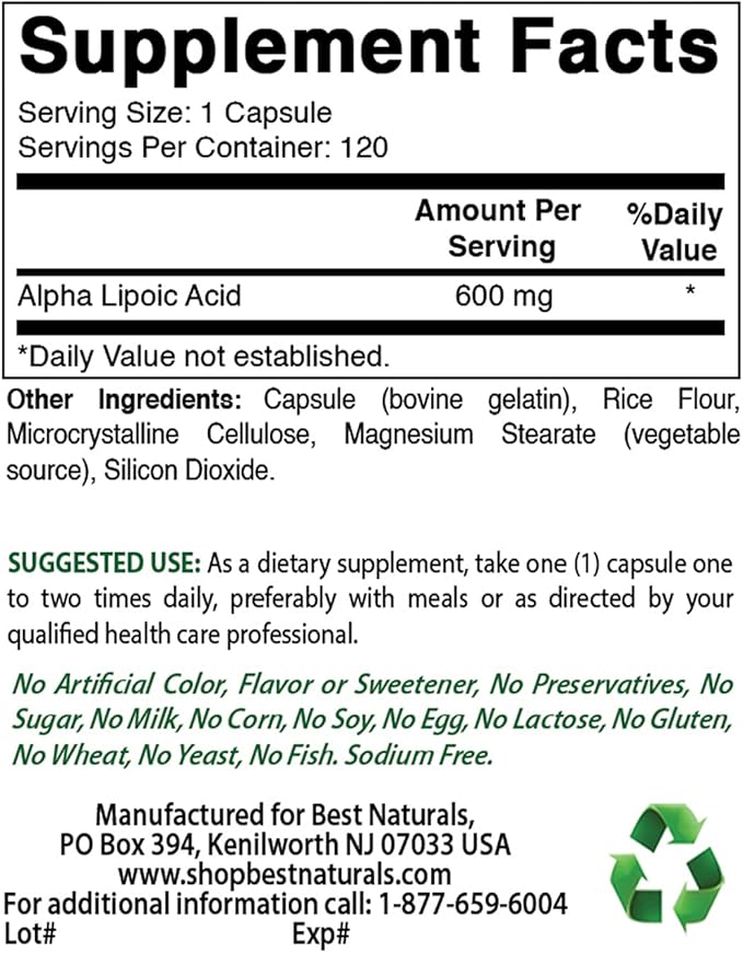 Best Naturals Celery Seed 600 Mg & Alpha Lipoic Acid 600 mg