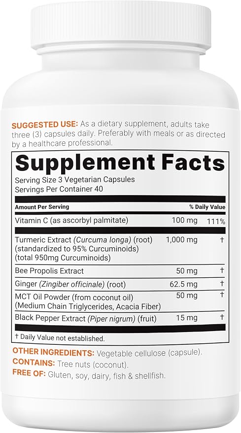 Micro Ingredients Pure Turmeric Curcumin Supplement 1,000mg – 95% Curcuminoids with Black Pepper & Ginger – High Absorption for Joint & Antioxidant Support* – Filler Free, 240 Veggie Capsules