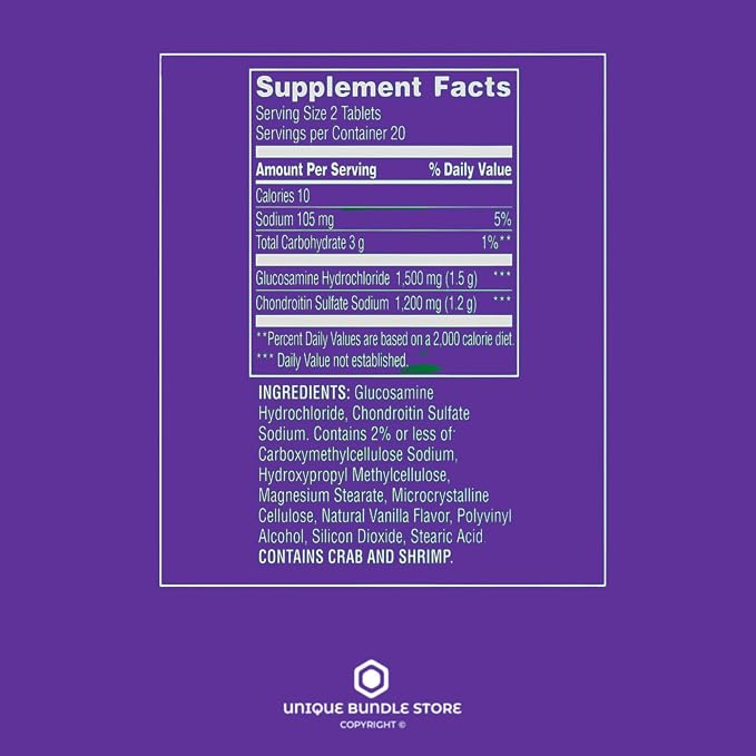 Glucosamine Chondroitin Triple Strength 40 Tablets, Glucosamina Suplemento, 1400mg Glucosamine + 1200mg Chondroitin, Daily Joint Support, Gluten Free (Pack of 3)