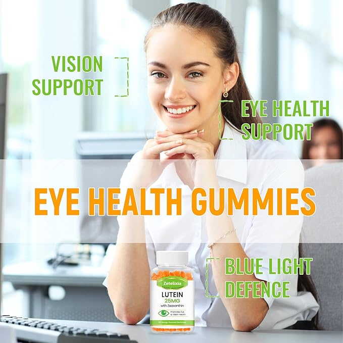 Lutein Gummies 25mg - Eye Vitamins Lutein & Zeaxanthin Eye Health Supplements for Adults,Sugar Free Eye Health Gummies Supplement - Support Vision,Macular,Blue Light Filtering (60 Count)